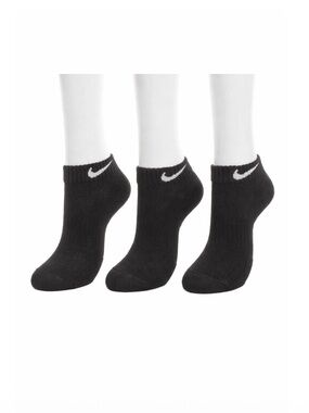 Nike Black Athletic Socks Combed Cotton Comfort Low-cut Sz 3 Pair 6.5 - 12 New